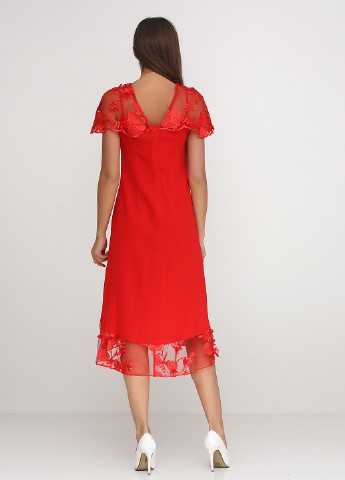 Червона коктейльна плаття, сукня міді Olga Shyrai for PUBLIC&PRIVATE однотонна