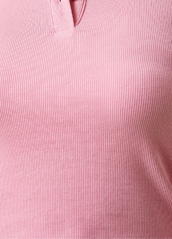 Светло-розовая женская футболка-поло KOTON однотонная