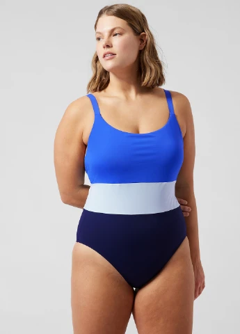 Синий летний купальник слитный Athleta
