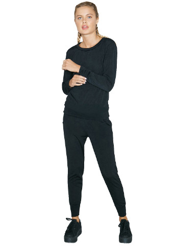 Костюм (світшот, брюки) Asos з довгим рукавом однотонний чорний кежуал поліестер