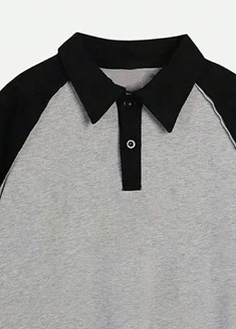 Серая футболка-поло для мужчин SHEIN колор блок