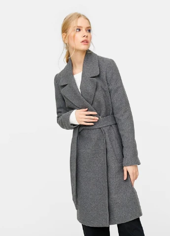 Темно-сіре демісезонне Пальто однобортне Stradivarius
