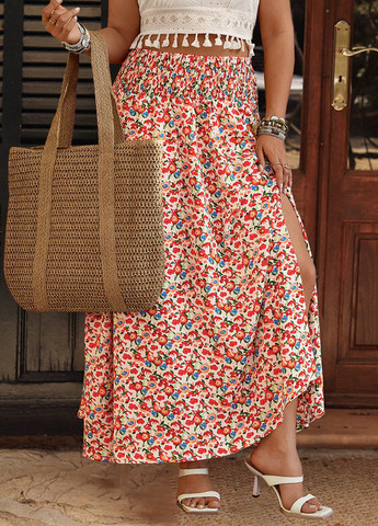 Разноцветная кэжуал цветочной расцветки юбка SHEIN