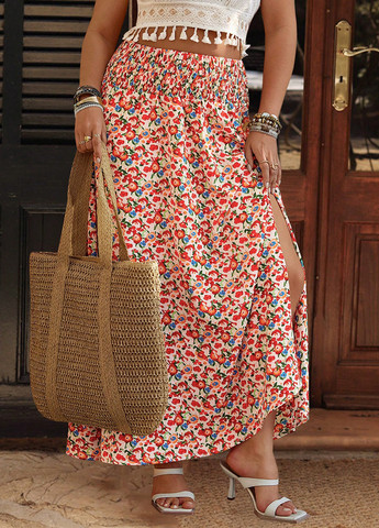 Разноцветная кэжуал цветочной расцветки юбка SHEIN