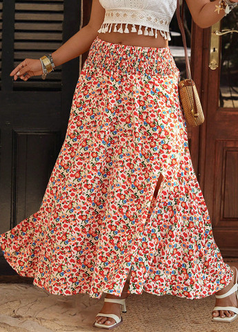 Разноцветная кэжуал цветочной расцветки юбка SHEIN