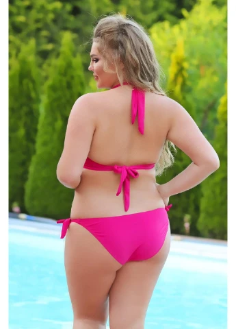 Вишневий демісезонний купальник plus size бікіні, роздільний Katrin