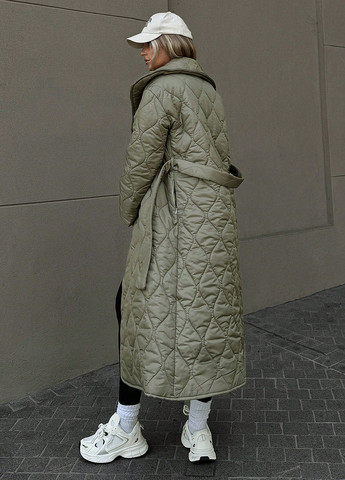 Оливкове зимнє Пальто однобортне SHEIN