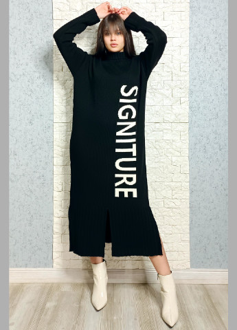 Чорна кежуал сукня сукня светр QU style з написами