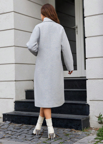 Серо-голубое демисезонное Пальто однобортное SHEIN