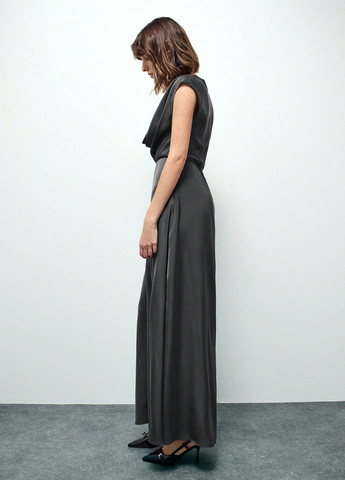 Темно-серое вечернее платье SHEIN однотонное