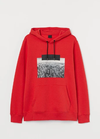 Худі фліс,червоний з принтом, H&M (255192756)