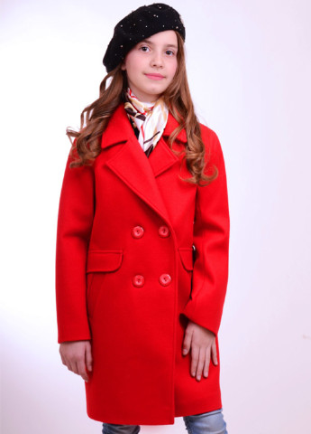 Червоне демісезонне Пальто кашемірове Р14 двобортне Luxik