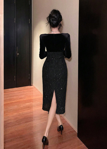 Чорна кежуал сукня силуетна SHEIN однотонна