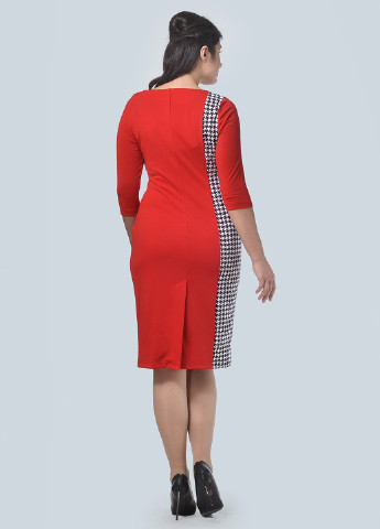 Красное кэжуал платье футляр Alika Kruss с узором пье-де-пуль «гусиная лапка»