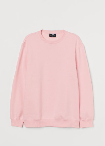 Свитшот Relaxed Fit H&M - крой однотонный светло-розовый кэжуал - (213708840)