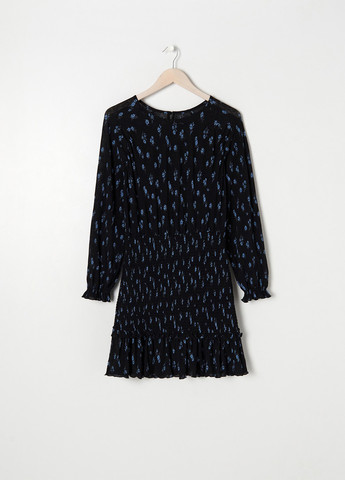 Чорна кежуал сукня кльош Sinsay з квітковим принтом