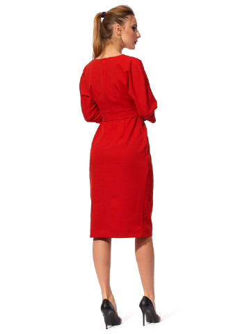 Красное кэжуал платье футляр SL-Fashion однотонное