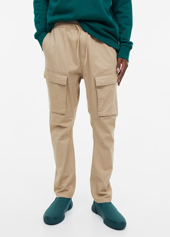 Бежевые кэжуал демисезонные карго брюки H&M