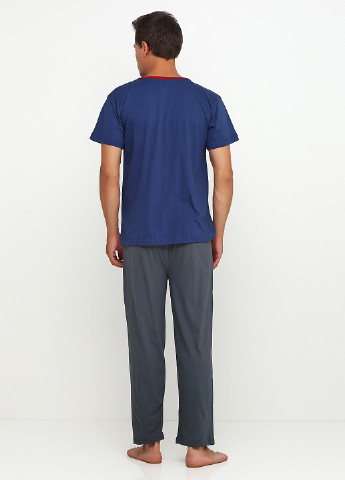 Піжама (футболка, штани) Devino смужка темно-синя домашня