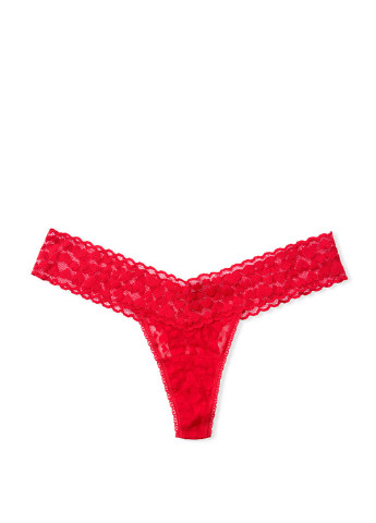 Трусики Victoria's Secret танга однотонні червоні повсякденні мереживо, поліамід