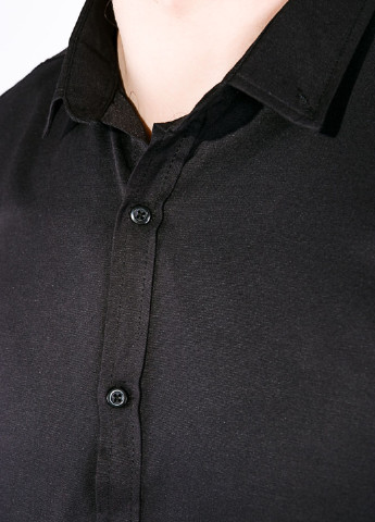 Черная кэжуал рубашка однотонная Time of Style с длинным рукавом