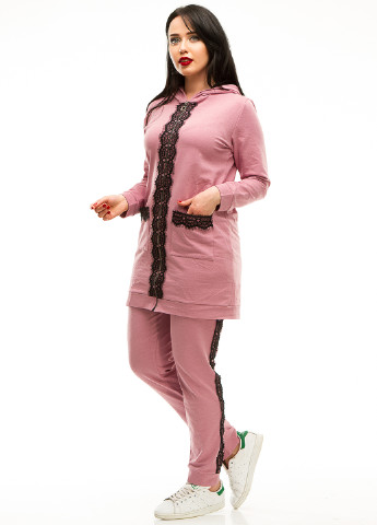 Костюм (толстовка, брюки) Lady Style брючный однотонный розовый спортивный