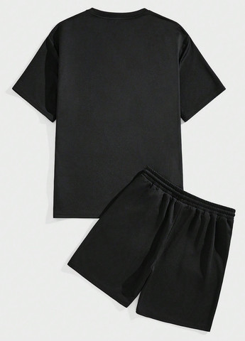 Чорний демісезонний комплект (футболка, шорти) SHEIN