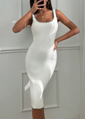 Молочна кежуал сукня силуетна, сукня-майка SHEIN однотонна