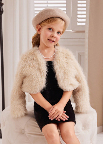 Комбинированный зимний комплект (платье, полушубок) SHEIN