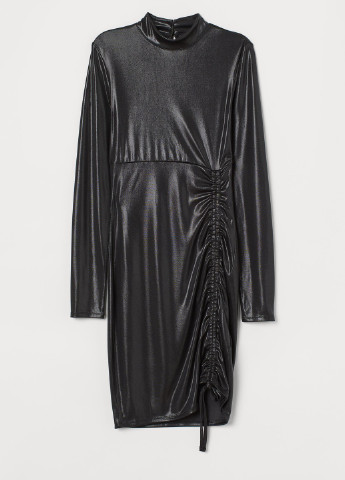 Черное вечернее блестящее платье H&M однотонное