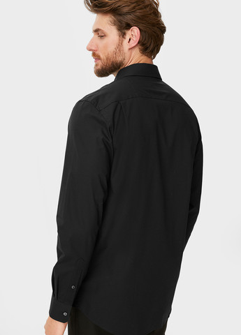 Черная классическая рубашка однотонная C&A