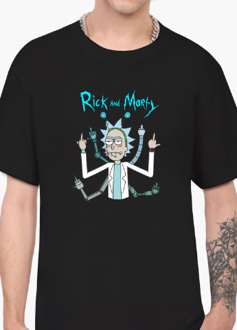 Чорна футболка чоловіча рік санчез рік і морті (rick sanchez rick and morty) (9223-2948-1) xxl MobiPrint