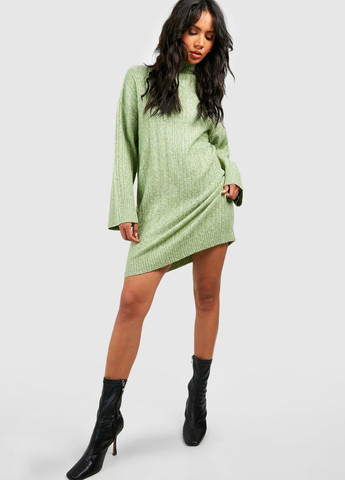 Світло-зелена кежуал сукня сукня светр Boohoo меланжева