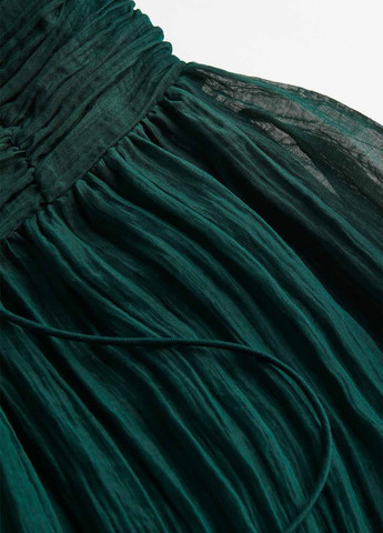 Изумрудное праздничный, кэжуал платье клеш H&M однотонное