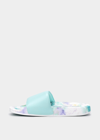 Голубые шлепанцы Skechers с логотипом