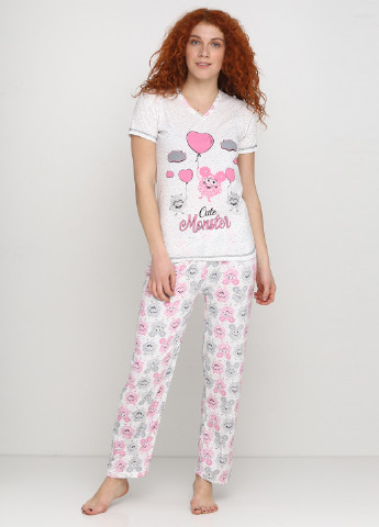 Молочний демісезонний комплект (футболка, штани) Rinda Pijama