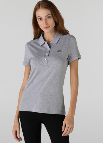 Светло-серая женская футболка-поло Lacoste меланжевая