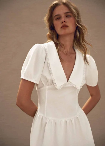 Белое кэжуал платье а-силуэт SHEIN однотонное