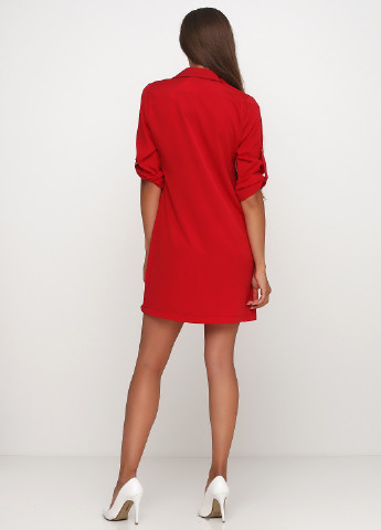 Красное кэжуал платье рубашка Ageless однотонное
