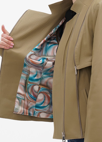 Оливковая (хаки) демисезонная куртка кожаная Albertini