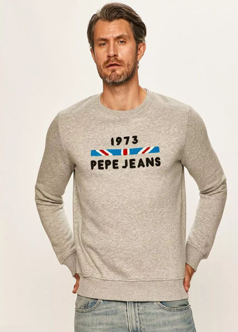 Свитшот Pepe Jeans London - Свободный крой меланж серый кэжуал полиэстер - (264392285)