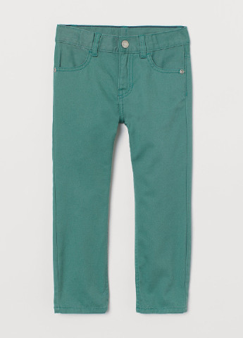 Бирюзовые джинсовые демисезонные зауженные брюки H&M