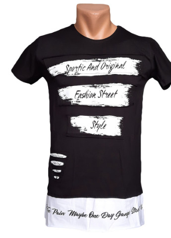 Черная черная длинная футболка Vip Star Collection