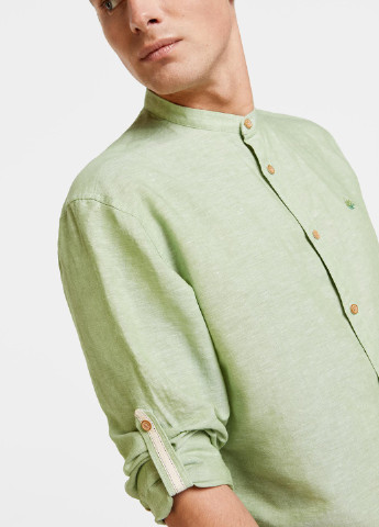 Светло-зеленая кэжуал рубашка однотонная Springfield