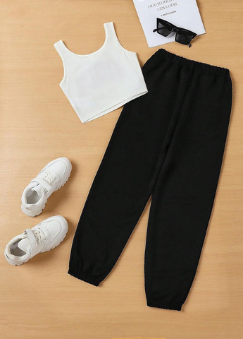 Чорно-білий літній комплект (топ, штани) SHEIN