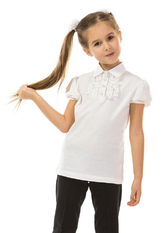 Молочная однотонная блузка с коротким рукавом Kids Couture демисезонная