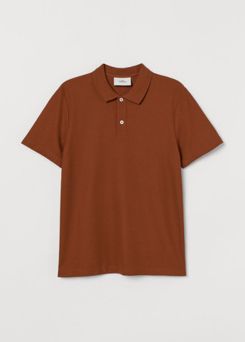 Коричневая футболка-поло для мужчин H&M однотонная