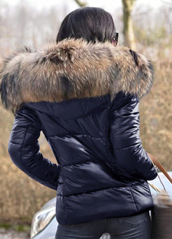 Темно-синяя зимняя куртка косуха SHEIN