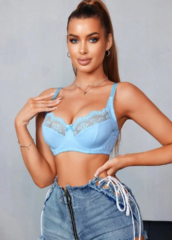 Блакитний балконет бюстгальтер SHEIN з кісточками поліестер