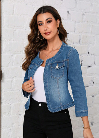 Светло-синяя демисезонная куртка SHEIN